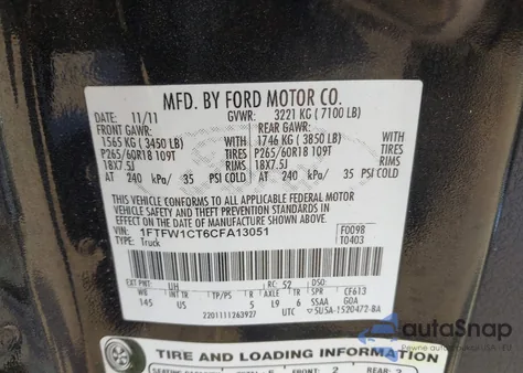 2012 Ford F-150 Xlt z USA, uszkodzony, nr VIN 1FTFW1CT6CFA13051